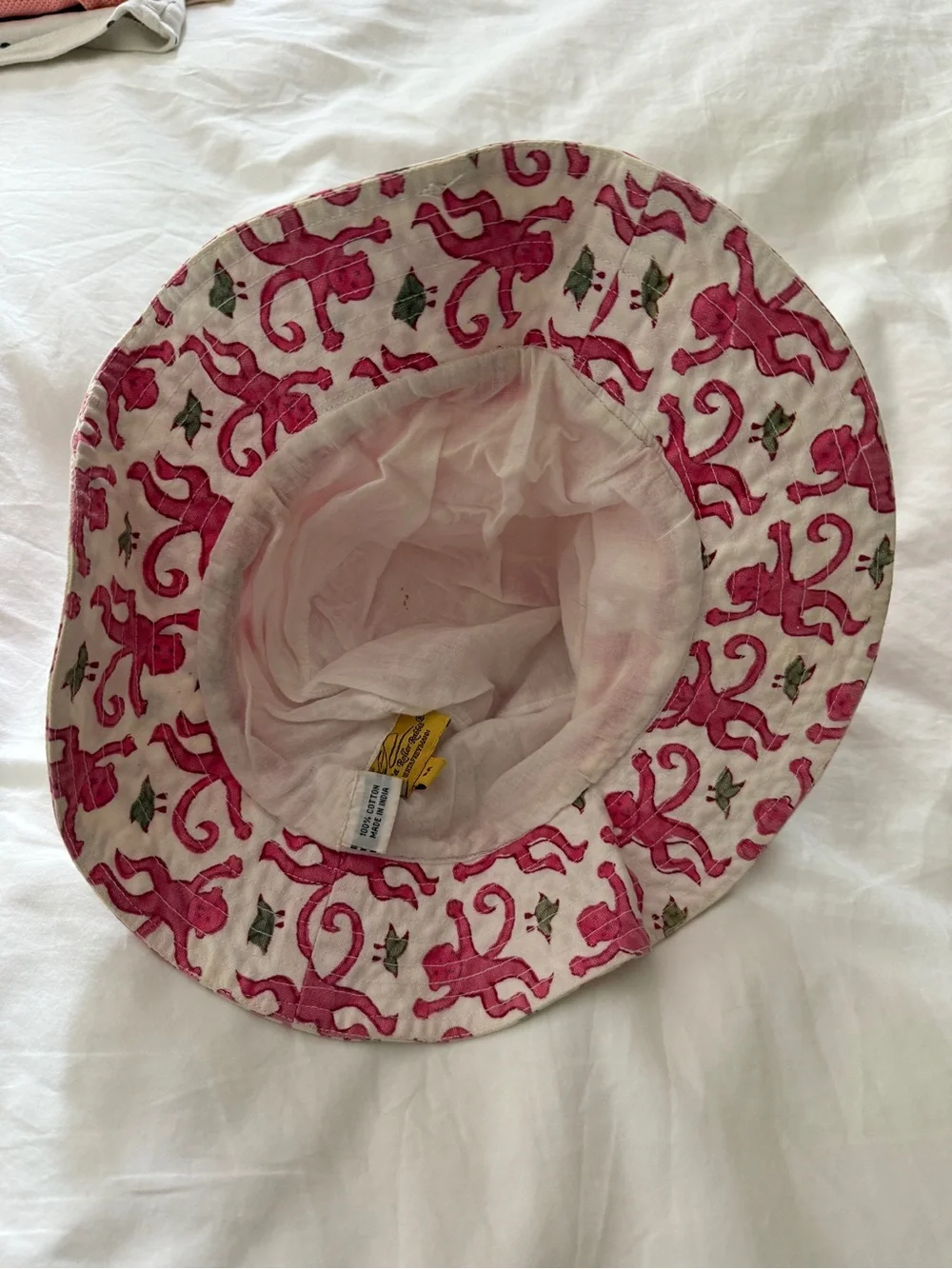 Sun Hat with Pink Monkey Print